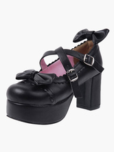 Zapatos negros de lolita de con lazo de moda