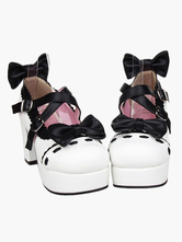Chaussures lolita exquises en Synthétique blanc orné de dentelle noire Déguisements Halloween