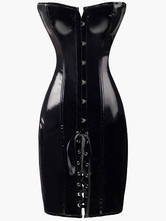 Retro Strapless Corset Outfit Lace Up Slim Fit PVC Corsets