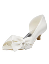 Women's Bow Dorsay Kitten Heels Bridal Shoes