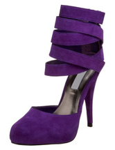 Suede High Heels Purple Almond Stiletto Heel Ankle Strap Pumps For Women