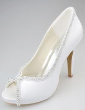 Sparkling Stiletto Heel Peep Toe Silk And Satin Fashion Woman's Wedding Shoes 