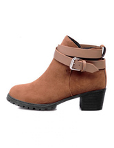 round toe chunky heel booties