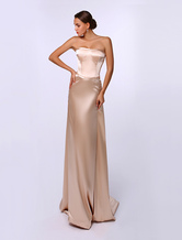 Champagne celebrity dress Elastic Silk Cascading Ruffle Evening Dress Inspired by Anne V at Oscar Wedding Guest Dresses