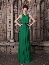Очаровательный темно зеленый Jewel шеи блесток платье без рукавов вечернее платье Milanoo