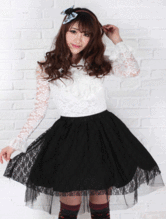 Black Lace Ruffles Lolita Skirt for Women