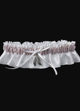 Casamento branco Jarreteira tecido de cetim arco Metal decoração acessórios nupciais