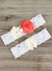 White Wedding Garters Lace Flower Simple Bridal Garter