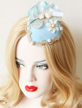 Chapéus de casamento azul laço pérola Shell flor decoração chapéus Fascinator