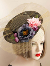 Noite preta chapéus flor laço Decor chapéu de casamento do Vintage
