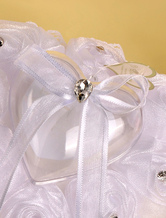 Flower Wedding Pillow White Rhinestone Satin Sash Bow For Wedding Ceremony