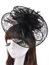 Black Evening Hats Lace Feather Decoration Vintage Wedding Hats