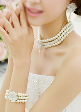 Nozze gioielli strass Set orecchino perla collana e bracciale (orecchino: 5.3 Cm X 3 Cm X 0 5 Cm)