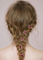 Hochzeit Schleier für Damen 2024 Brautkleider&Accessoires Strass Kopfschmuck rote Rose Hair Pin Tiara (7 6 X 2 5 Cm)