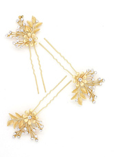 Gold Hair Pin Braut Hochzeit Strass Kopfbedeckungen Tiara (9 X 4,5 Cm)