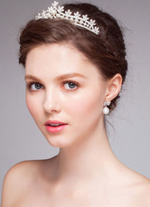 Silver Flower Crown Bridal Wedding Rhinestone Pearl Tiara( 15 Cm X 7 Cm X 3 Cm )