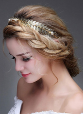 Rhinestone Pearl Headpiece Gold Bridal Wedding Headband( 41 Cm X 3 Cm)