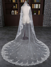 Cathedral Wedding Veil Lace Flowers 1-Tier Waterfall 300cm Bridal Veil With Comb