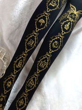 Gothic Lolita Socks Gold Stamping Printed Velvet Alice Lolita Stockings