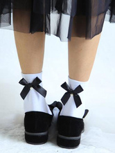 Sweet Lolita Socks Cute Ribbon Bow Cotton Lolita Ankle Socks With Pearl