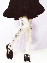 Gothic Lolita Socks Black Printed Cotton Gothic Lolita Stockings