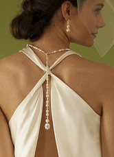 Bianco collana goccia posteriore di nozze perle gioielli da sposa