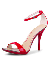 Sandali con tacco alto 2024 Sandali con apertura a punta rossa da donna con cinturino alla caviglia