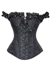 White Sexy Corsets Jacquard Ruffles Off The Shoulder Lace Up Corsets ...