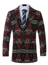 Men's Winter Coat Turndown Collar Jacquard Color Block Cotton Coat ...