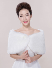 Ivory Wedding Wrap Faux Fur Sleeveless Bridal Shawl For Women