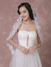 Cathedral Wedding Veil Tulle Lace Applique Edge One-Tier Bridal Veil