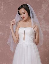 Two-Tier Wedding Veil Tulle Pearl Trim Edge Beaded Bridal Veil