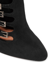 black ankle cut out booties