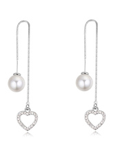 Ohrringe für Damen in Weiß 1 Piercing Ohrringe Ohrring Perlen und Kristall mit vollbrillantschliff in Weiß 