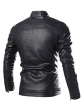 Men's Black Jacket Leather Zip Up Fit Moto Jacket For Winter - Milanoo.com