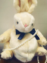 Lolitashow Lolita Bunny Bag Lovely Pearl Bow White Plush Rabbit Handbag