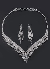 Wedding Jewelry Sets Bridal Silver Rhinestone Necklace And Earrings
