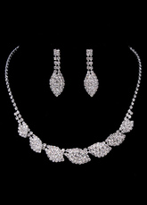 Wedding Jewelry Set Silver Rhinestone Bridal Drop Earring With Necklace