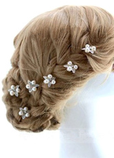 White Wedding Hair Pin Pearl Rhinestone Wedding Jewelry (2 Piece A Set )