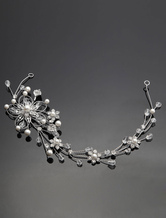Silver Wedding Headpiece Alloy Rhinestone Pearls Bridal Hair Jewelry