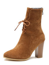 chunky brown heel boots