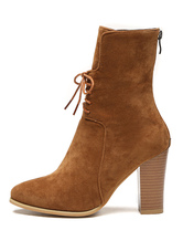 chunky brown heel boots