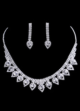 Wedding Jewelry Sets Silver Vintage Bridal Heart Shaped Necklace Set With Drop Earrings