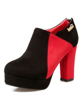 red platform ankle booties