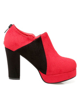 red platform ankle booties