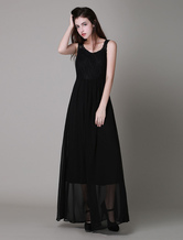 Black Deep-V Cut-Out Lace Slim Fit Maxi Dress for Women - Milanoo.com