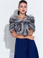 ファー コート シルバーグレー 折り襟 エコファーコート レディースアウター アクリル繊維 女性用 レディースファッション