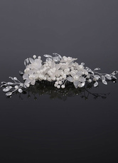 White Wedding Comb Pearls Rhinestones Flowers Beaded Wedding Headpieces