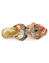 gold sequin flat sandals