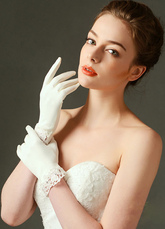 White Wedding kurze Spitze Fingerspitzen Braut Handschuhe